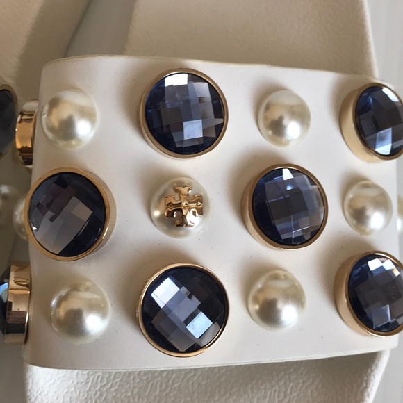 Tory Burch Vail Embellished Jeweled Slides Sandal - Picture 3 of 8